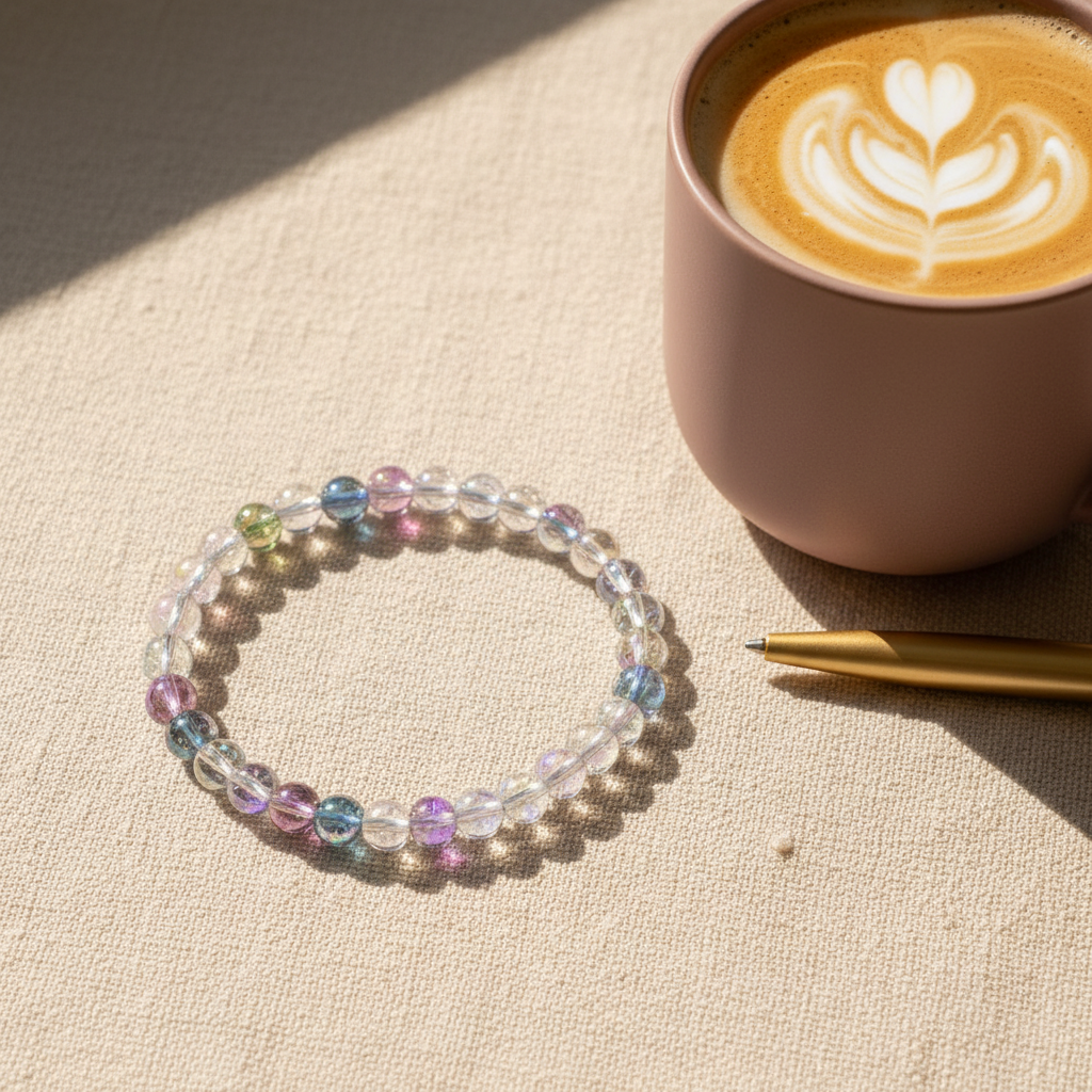 Clear Lavender Crackle Bracelet