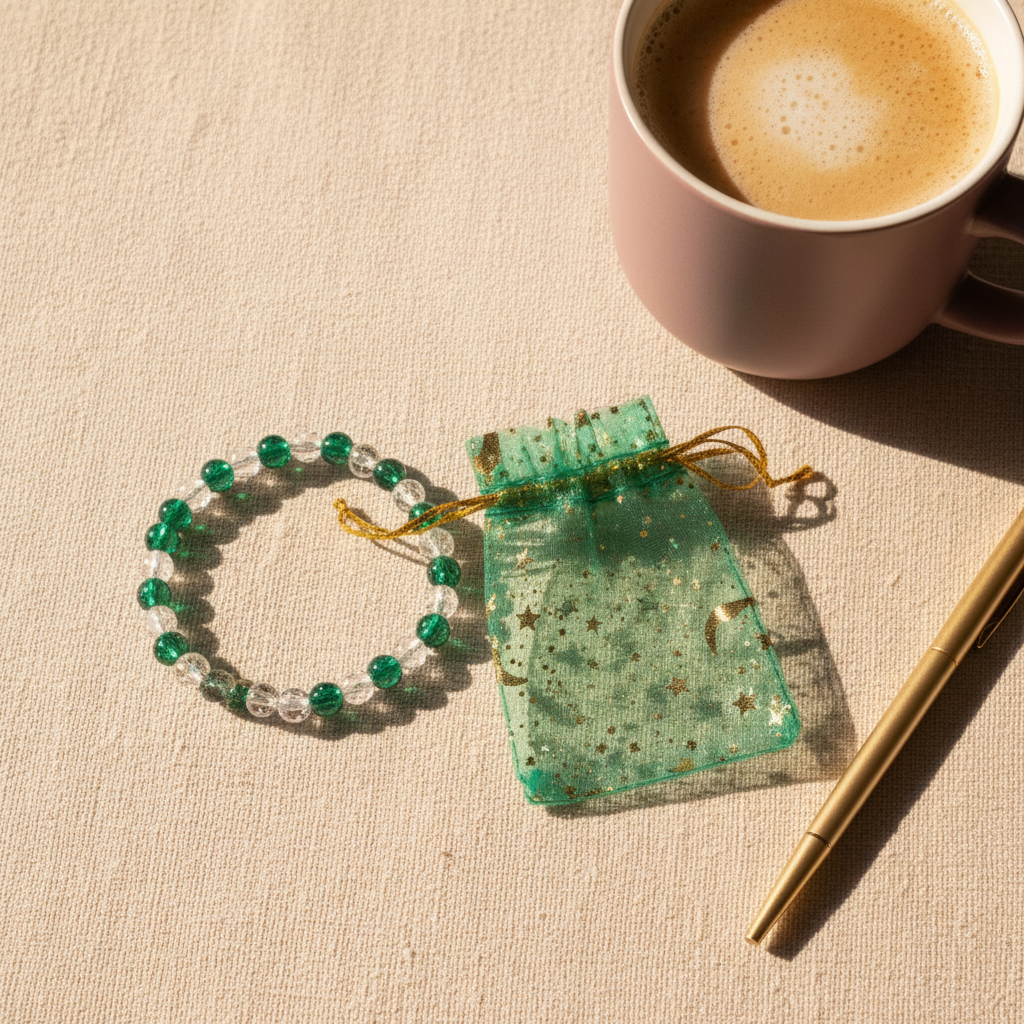 Forest Green Clear Crackle Bracelet