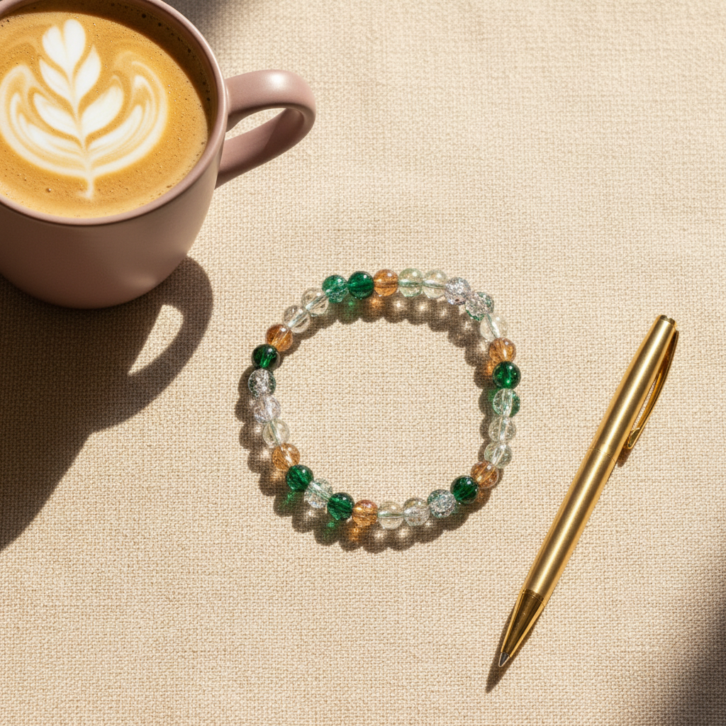 Green Amber Crackle Bracelet
