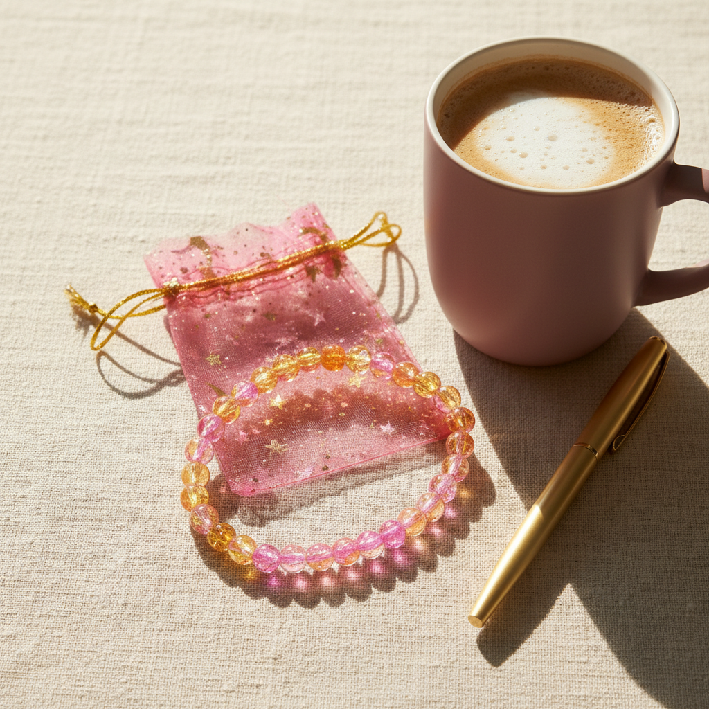 Pink Yellow Crackle Bracelet