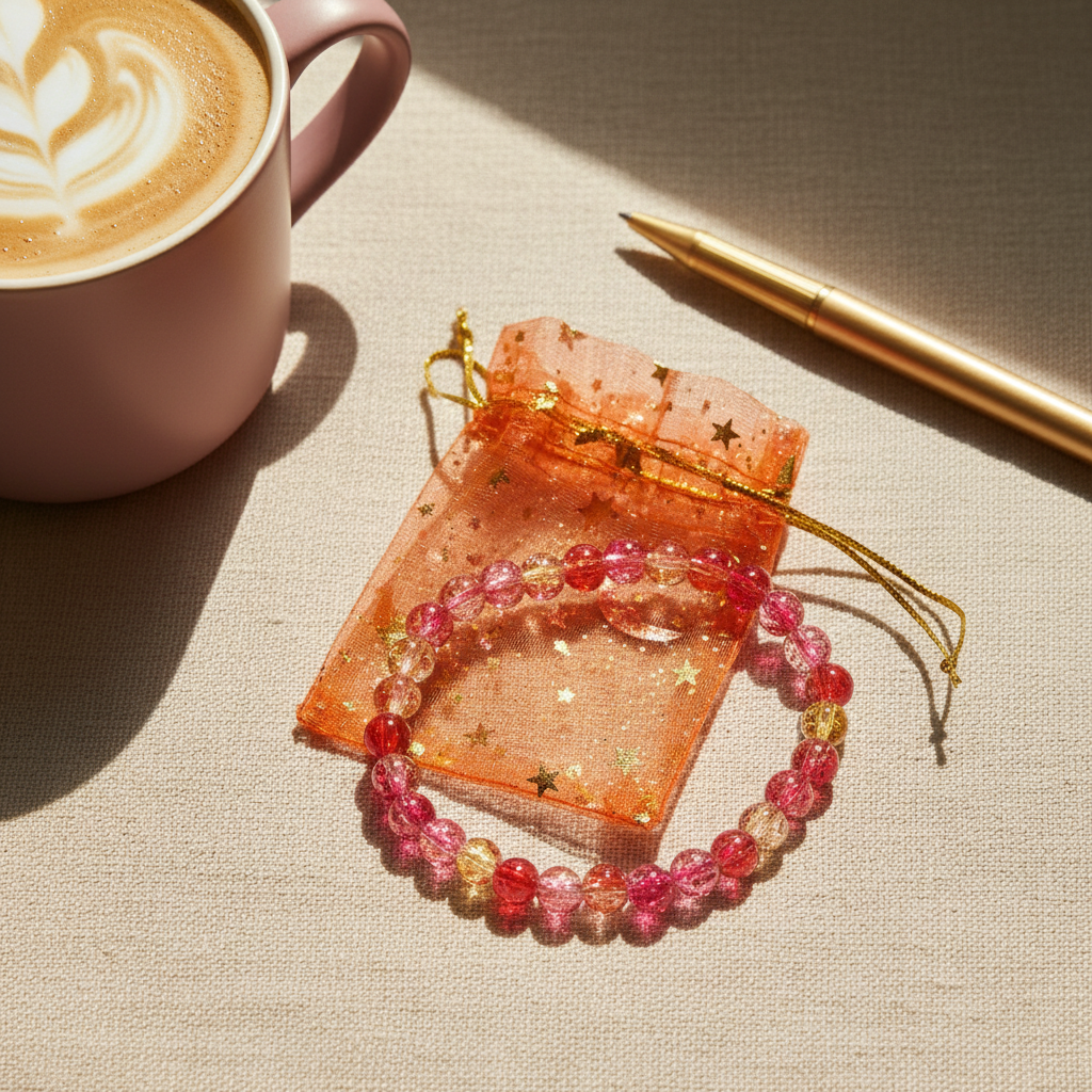 Red Pink Crackle Bracelet