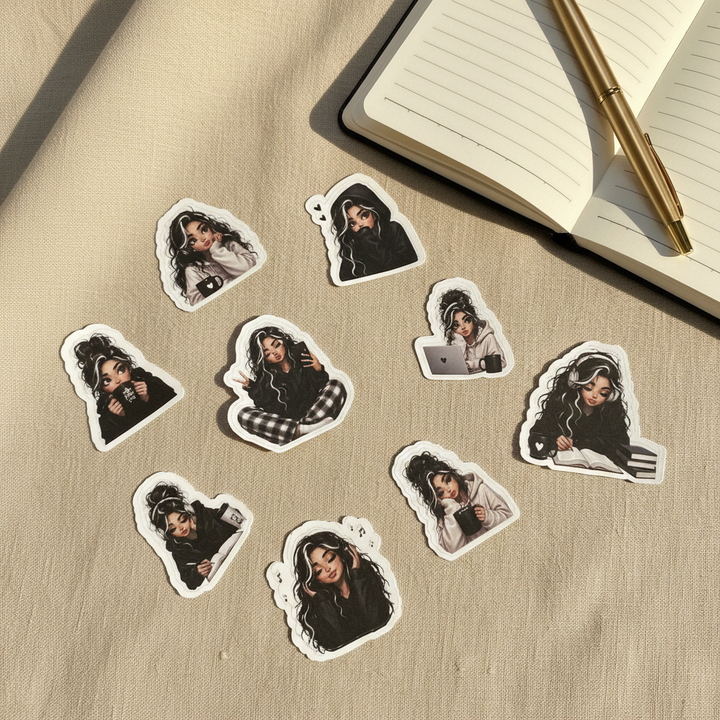 Sticker Set Styled Flat Lay